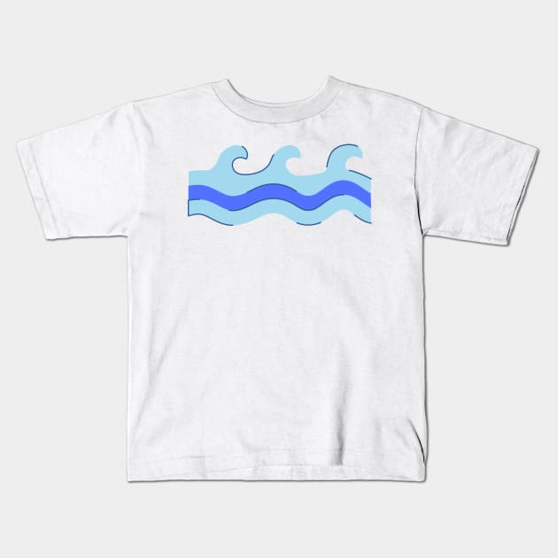 blue green water waves design Kids T-Shirt by Artistic_st